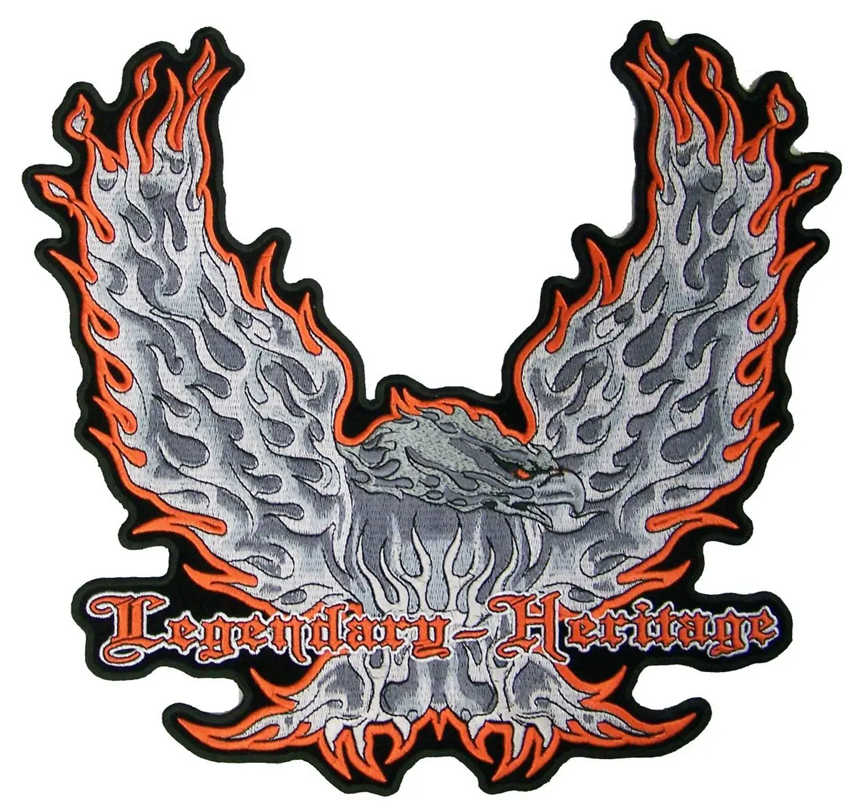 Jumbo Legendary Heritage Flaming Eagle Wings Up Patch 12 Inch 1