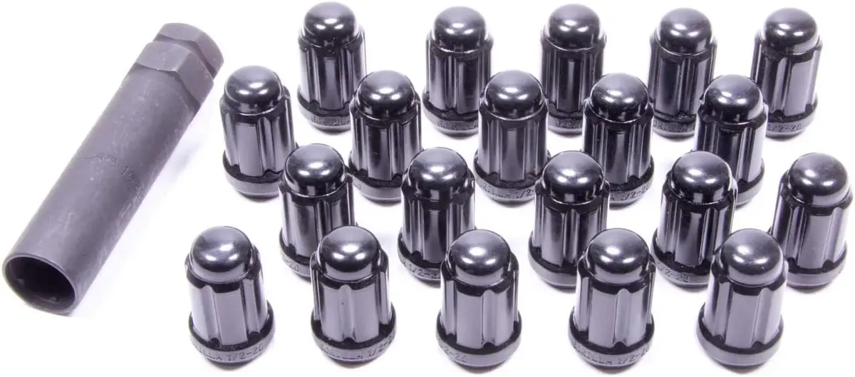 Black 1/2-20 Spline Drive Lug Nuts By Gorilla - Set Of 20 With Key 1