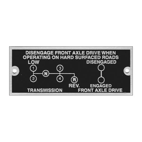 New Data Plate #03 - 1-Speed Transfer Case, Wwii Wc 1/2 & 3/4 Ton 1