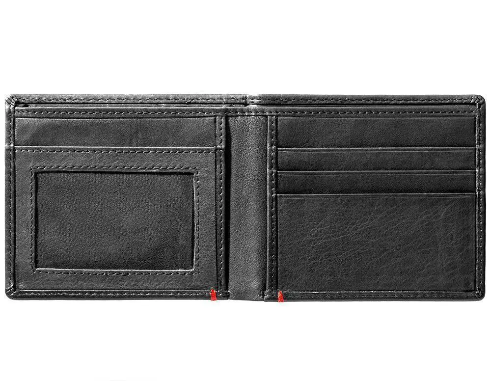 Black Leather Wallet- Viking Metal Plate Design 4