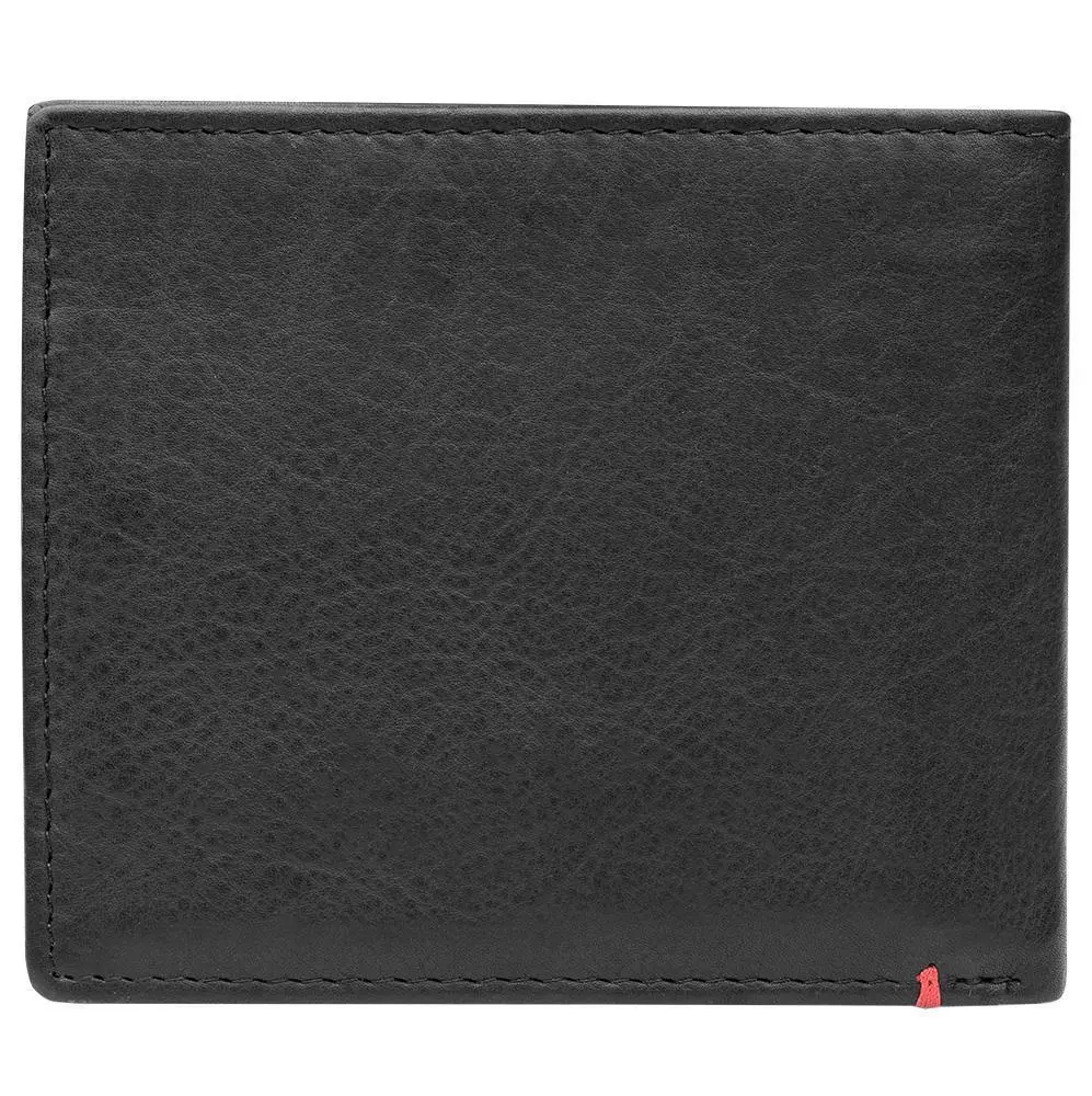 Black Leather Wallet- Bass Metal Plate Design 2