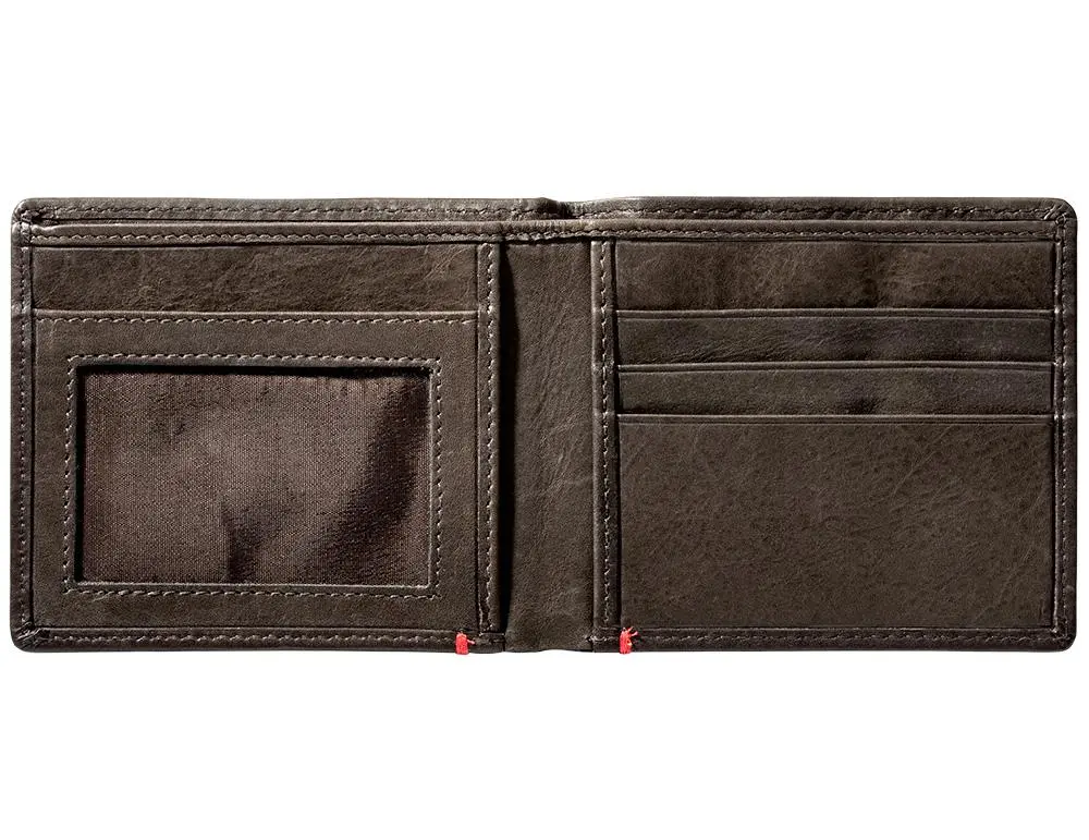 Mocha Leather Wallet- Skull Metal Plate Design 4