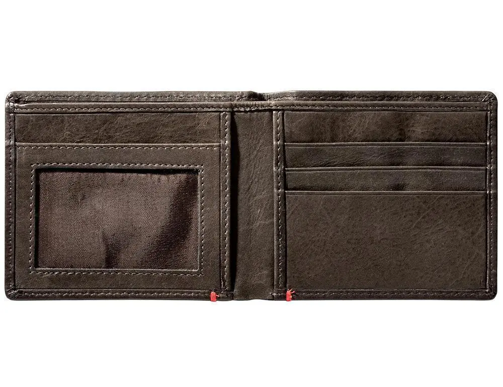 Mocha Leather Wallet- Zippo 1932 Metal Plate Design 4