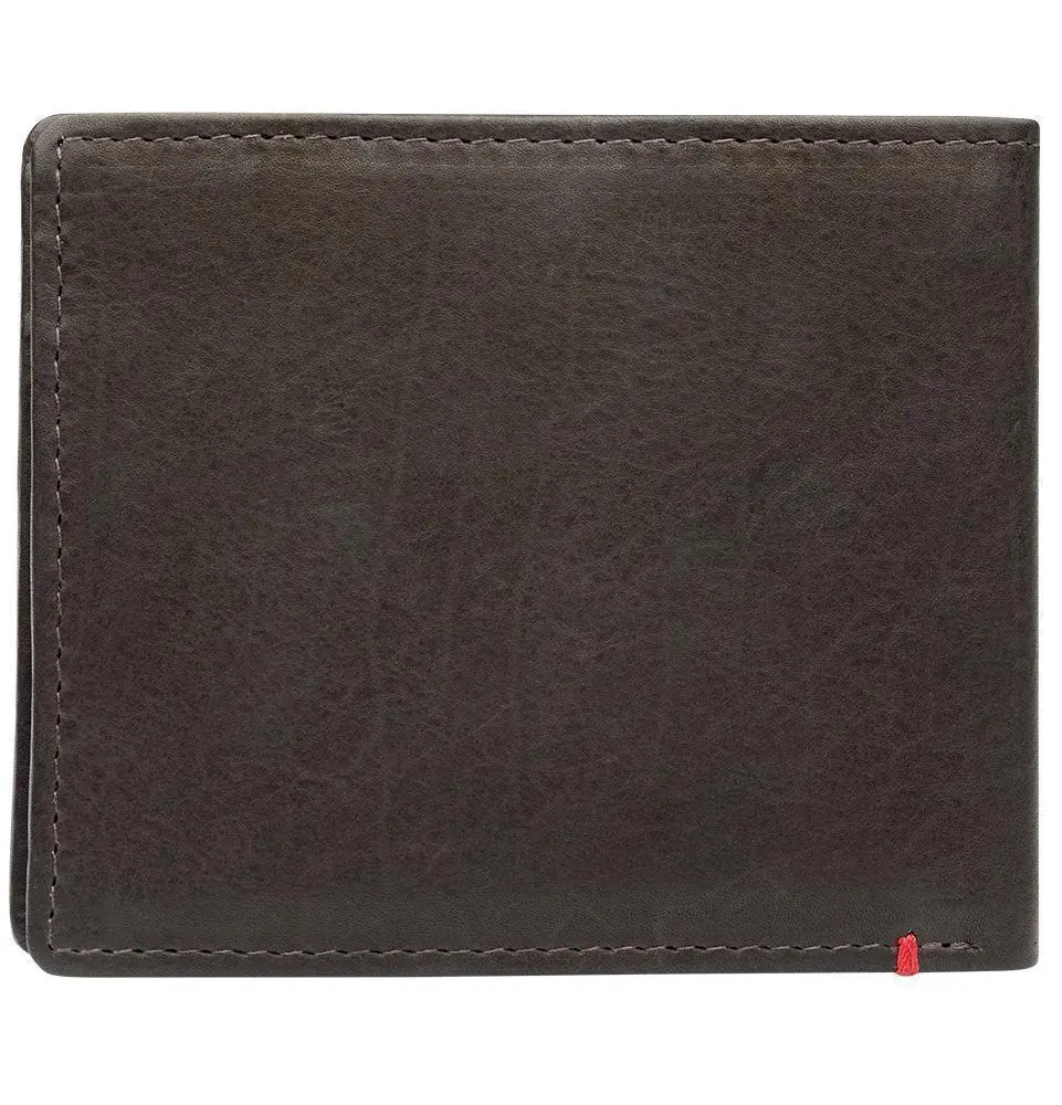 Mocha Leather Wallet- Zippo 1932 Metal Plate Design 2