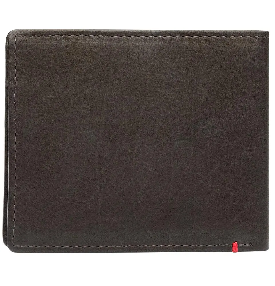 Mocha Leather Wallet- Skull Metal Plate Design 2