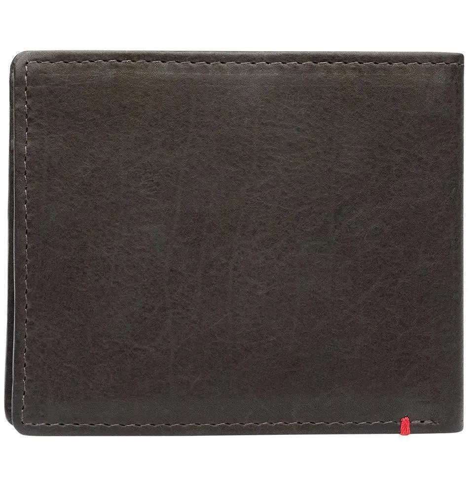 Mocha Leather Wallet- Cross Wings Metal Plate Design 2