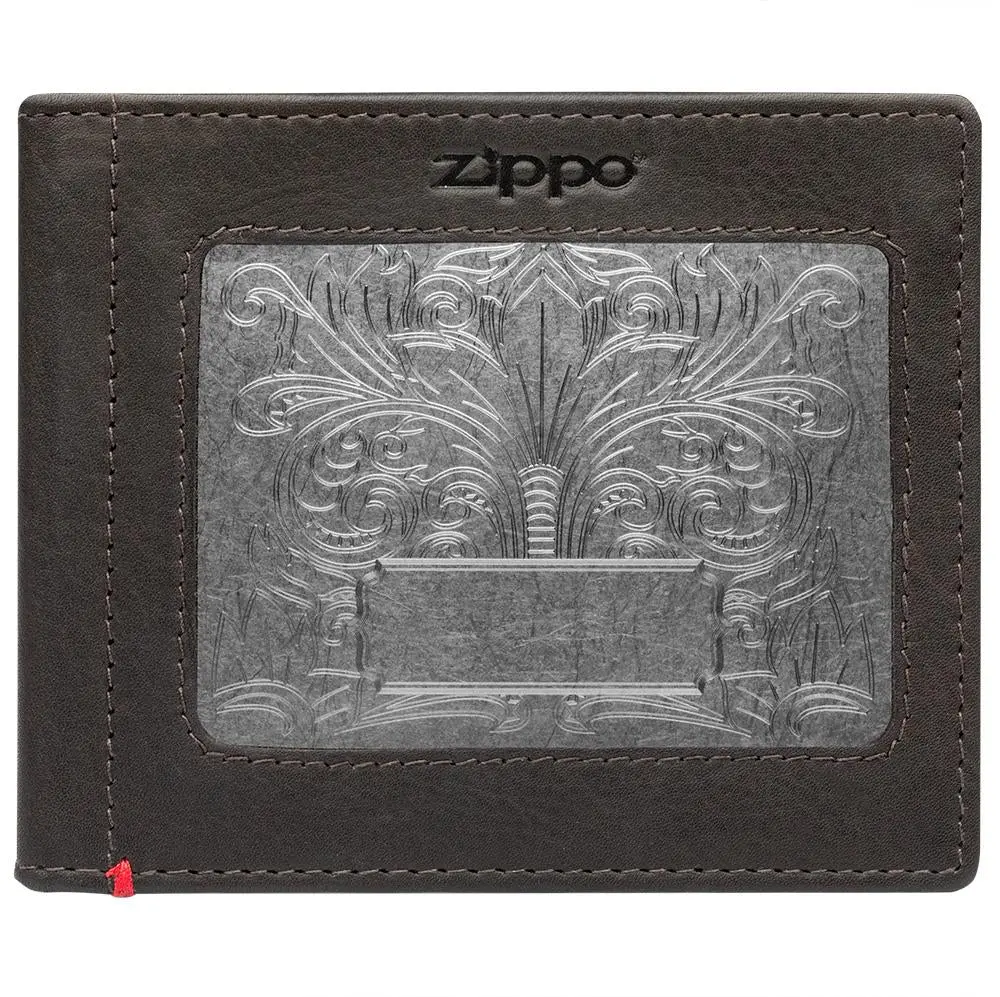 Mocha Leather Wallet- Fandango Metal Plate Design 1