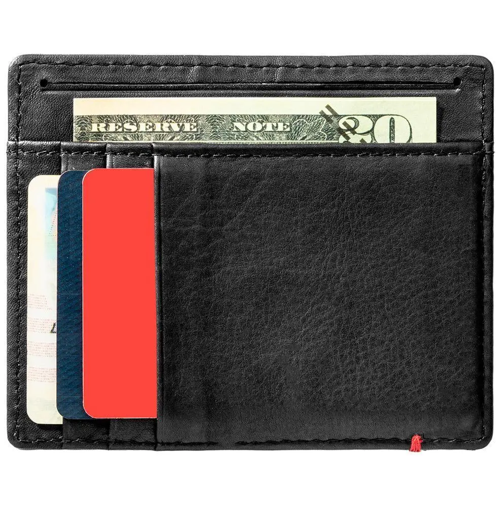 Black Leather Wallet- Anchor Metal Plate Design 2