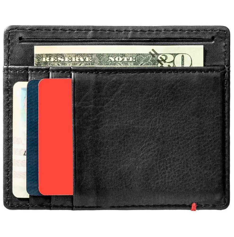 Black Leather Wallet- Bass Metal Plate Design 2