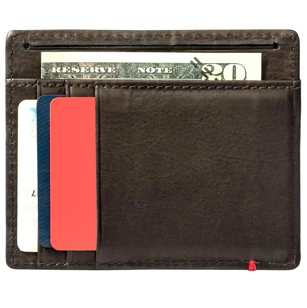 Mocha Leather Wallet- Skull Metal Plate Design 2