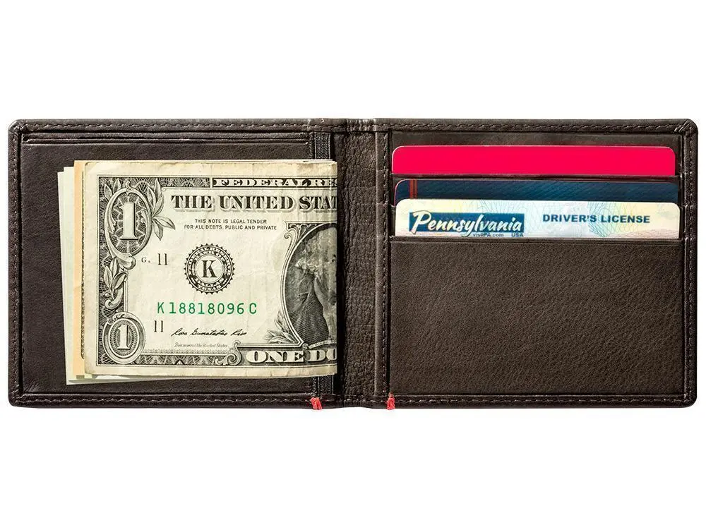 Mocha Leather Wallet- Cross Wings Metal Plate Design 4