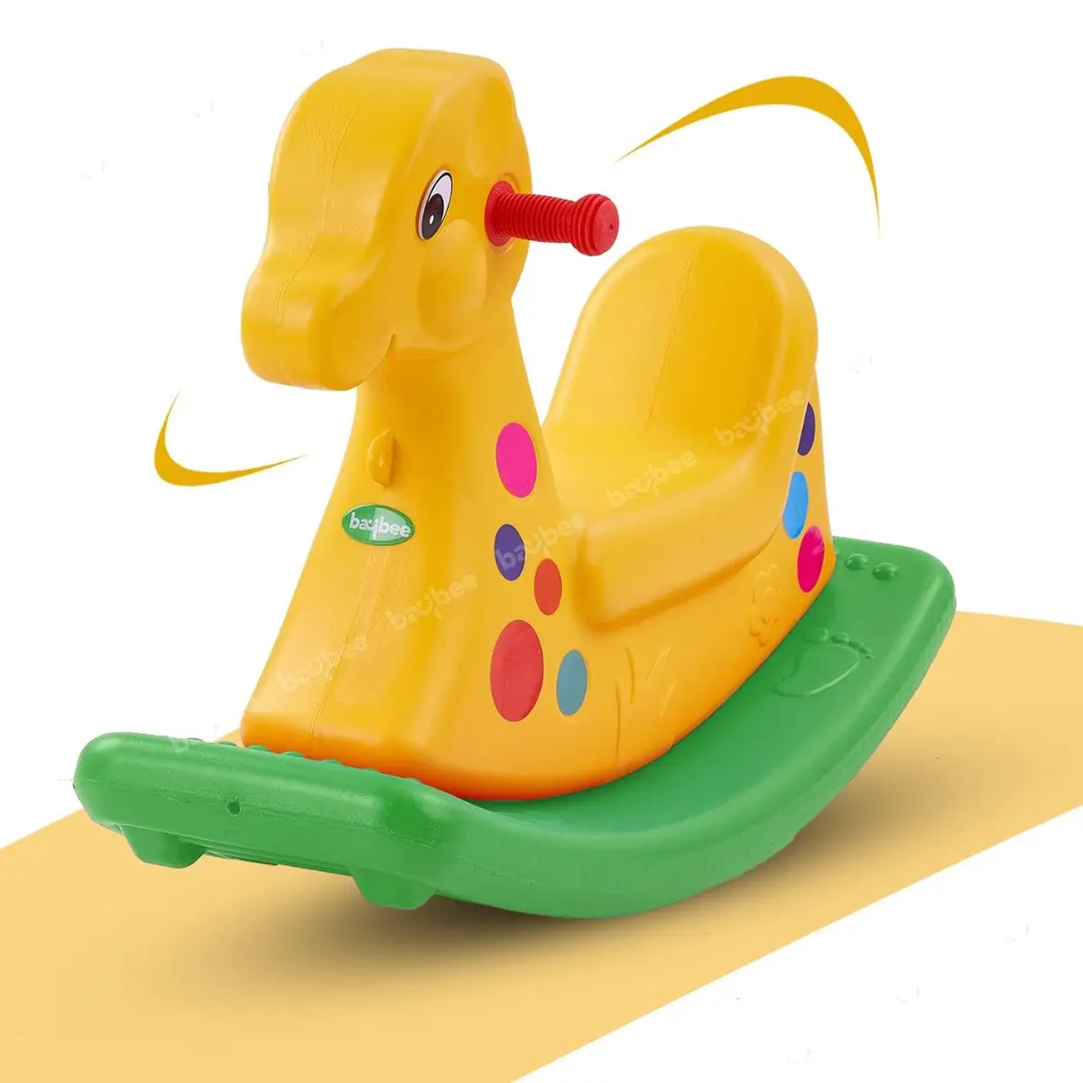 Plastic Horse Rocker Ride-On Toy For Indoors And Outdoors For Boys And Girls (Giraffe -Yellow/Green) 1