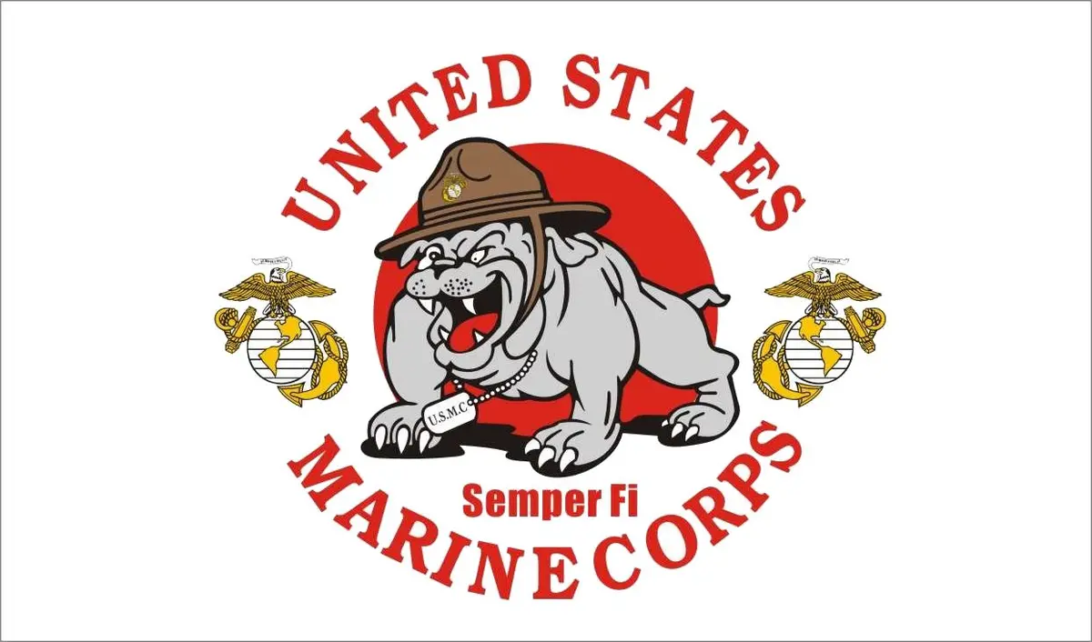 United States Usmc Marines Bulldog Mascot Military (3Ft X 5Ft) Flag 1