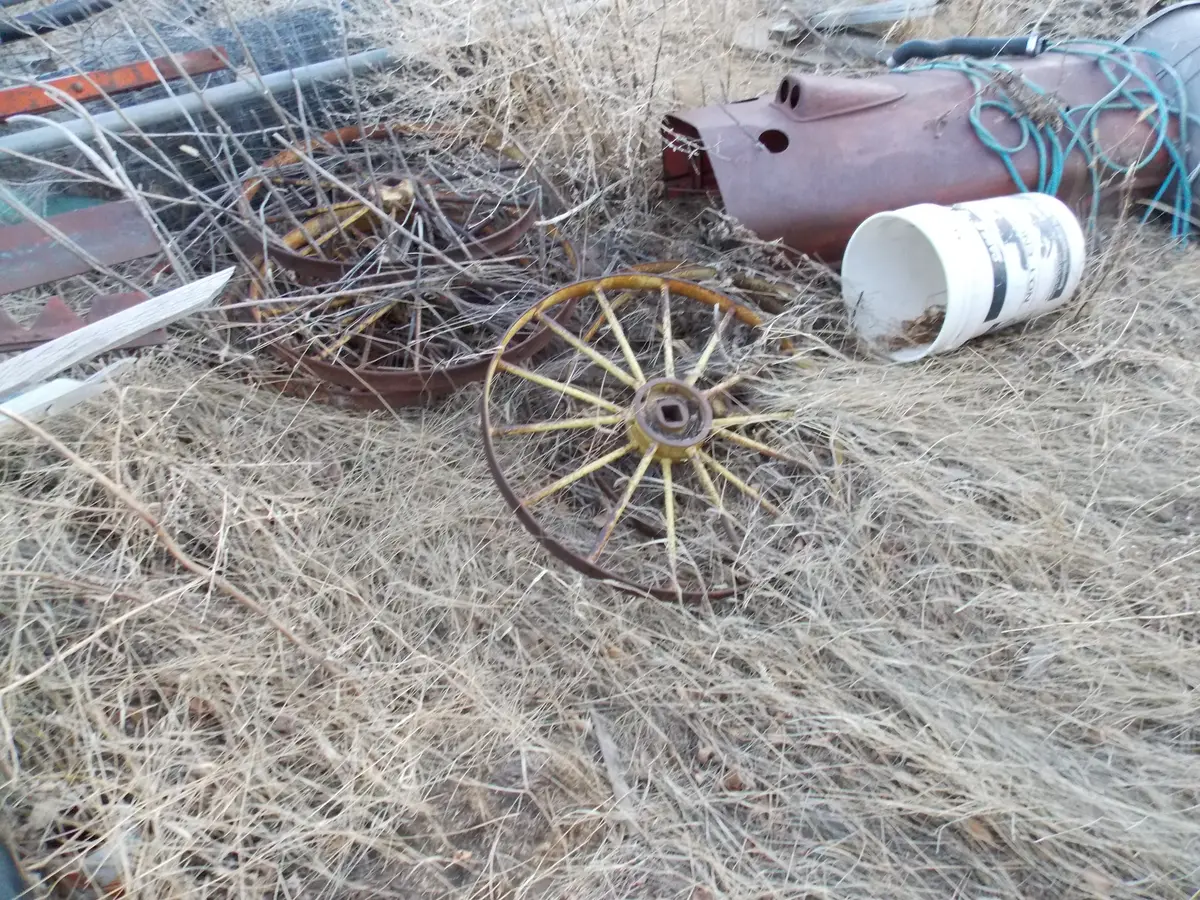 25 Year Collection Of Antique  Steel Farm Equipment Wheels 1