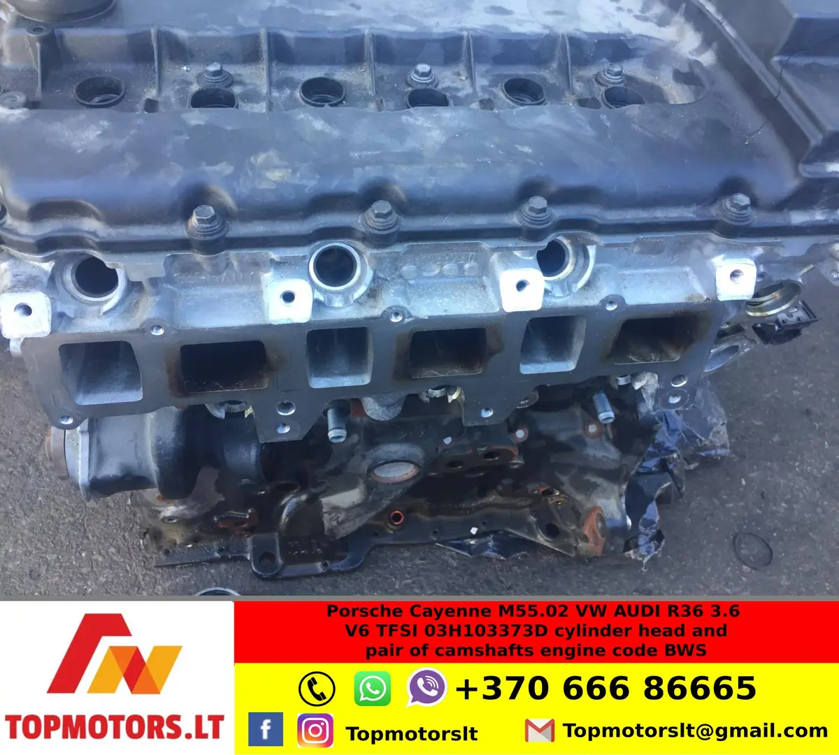 Porsche Cayenne M55.02 Vw Audi R36 3.6 Vr6 Tfsi 03H103373d Cylinder Head And Pair Of Camshafts Engine Code Bws 1