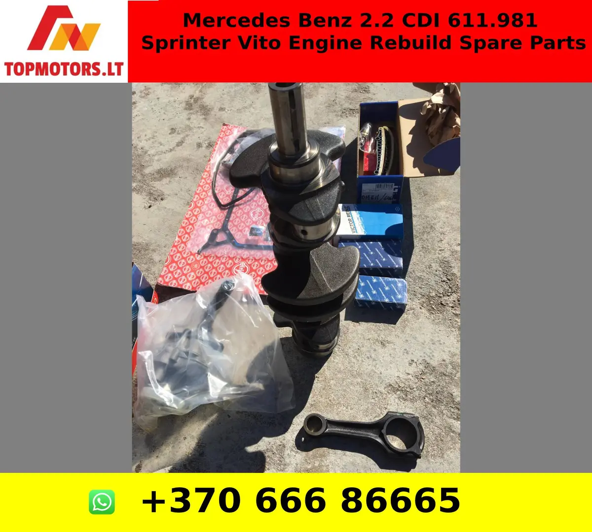 Mercedes Benz 2.2 Cdi 611.981 Sprinter Vito Engine Rebuild Spare Parts Std Crankshaft Connecting Rod Chain Kit All Bearings Gaskets Set 1