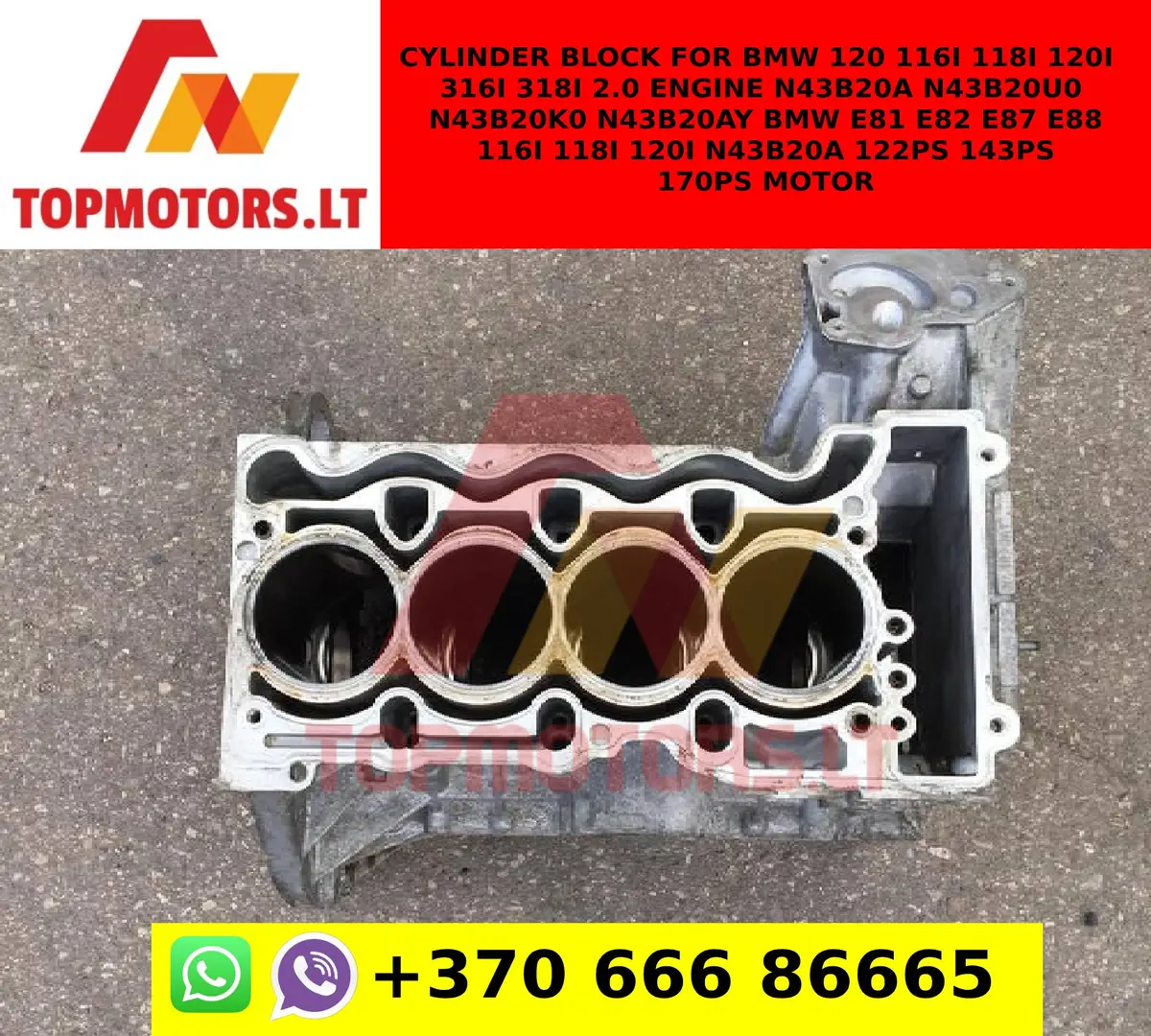 Cylinder Block For Bmw 120 116I 118I 120I 316I 318I 2.0 Engine N43b20a N43b20u0 N43b20k0 N43b20ay Bmw E81 E82 E87 E88 116I 118I 120I N43b20a 122Ps 143Ps 170Ps Motor 1