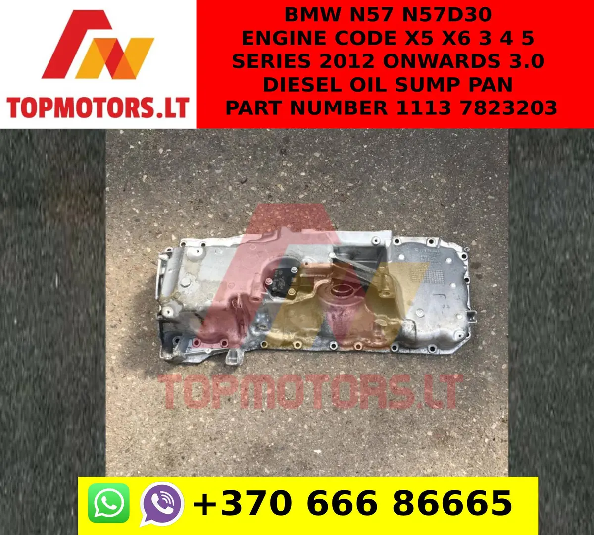 Bmw N57 N57d30 Engine Code  X5 X6 3 4 5 Series 2012 Onwards 3.0 Diesel Oil Sump Pan Part Number 1113 7823203 1