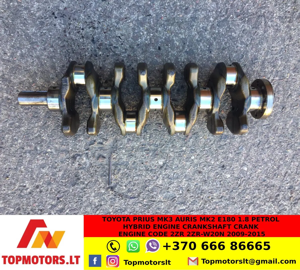 Toyota Prius Mk3 Auris Mk2 E180 1.8 Petrol Hybrid Engine Crankshaft Crank Engine Code 2Zr 2Zr-W20n 2009-2015 1