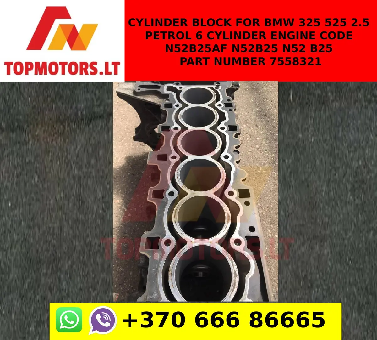 Cylinder Block For Bmw 325 525 2.5 Petrol 6 Cylinder Engine Code N52b25af N52b25 N52 B25 Part Number 7558321 1