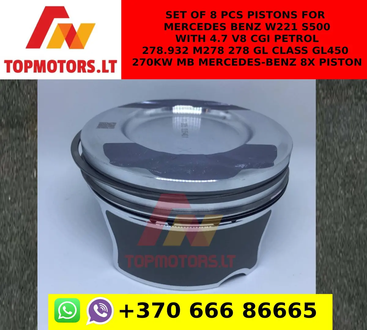 Set Of 8 Pcs Pistons For Mercedes Benz W221 S500 Ml500 Gl500 With 4.7 V8 Cgi Petrol 278.932 M278 278 Gl Class Gl450 270Kw Mb Mercedes-Benz 8X Piston 1
