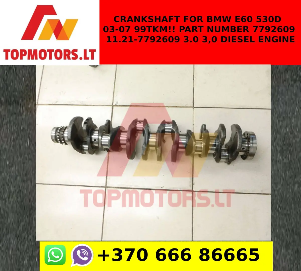 Crankshaft For Bmw E60 530D 03-07 99Tkm!! Part Number 7792609 11.21-7792609 3.0 3,0 Diesel Engine 1