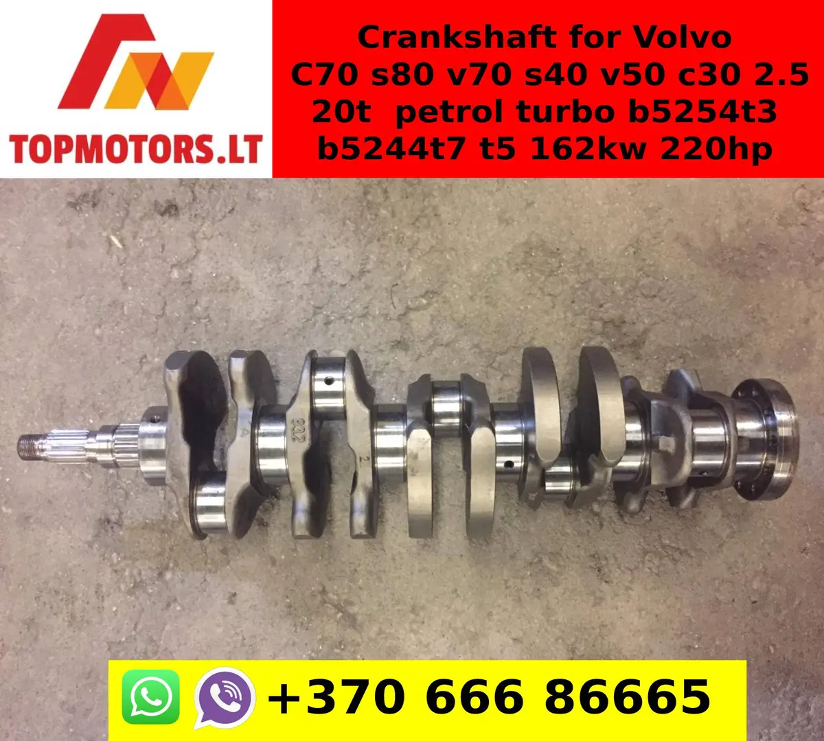 Crankshaft For Volvo C70 S80 V70 S40 V50 C30 2.5 20T Petrol Turbo B5254t3 B5244t7 T5 162Kw 220Hp 1