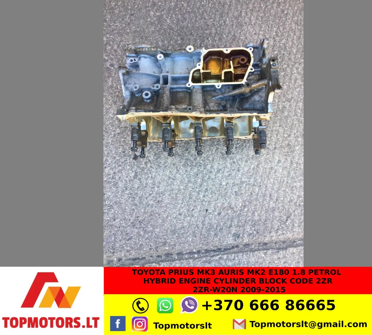 Toyota Prius Mk3 Auris Mk2 E180 1.8 Petrol Hybrid Engine Cylinder Block Code 2Zr 2Zr-W20n 2009-2015 1