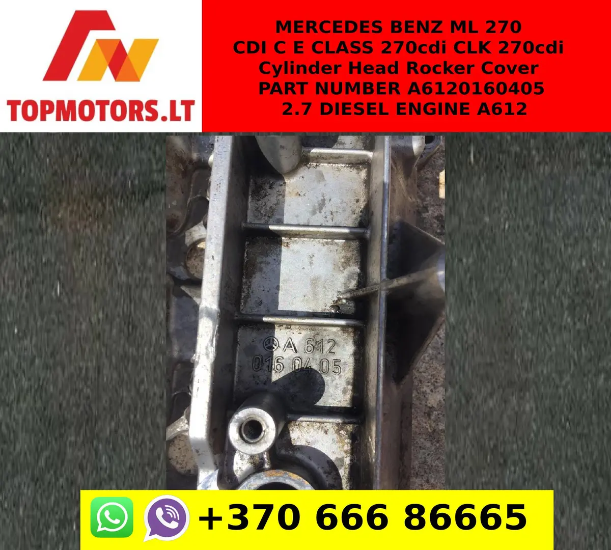 Mercedes Benz Ml 270 Cdi C E Class 270Cdi Clk 270Cdi Cylinder Head Rocker Cover Part Number A6120160405 2.7 Diesel Engine A612 1