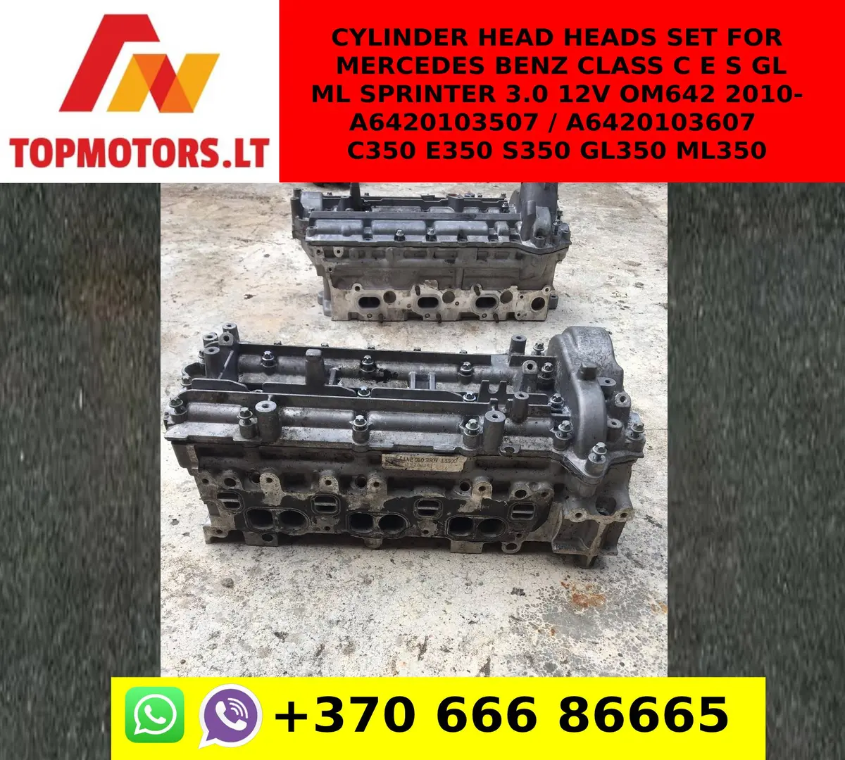 Cylinder Head Heads Set For Mercedes Benz Class C E S Gl Ml Sprinter 3.0 12V Om642 2010- A6420103507 / A6420103607 C350 E350 S350 Gl350 Ml350 1