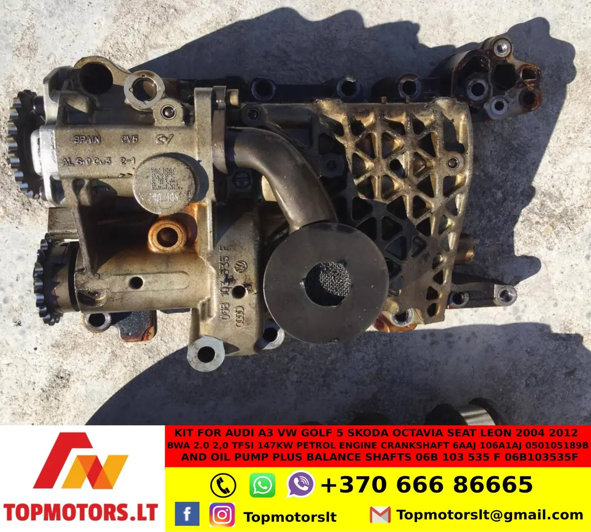 Kit For Audi A3 Vw Golf 5 Skoda Octavia Seat Leon 2004 2012 Bwa 2.0 2,0 Tfsi 147Kw Petrol Engine Crankshaft 6Aaj 106A1aj 050105189B And Oil Pump Plus Balance Shafts 06B 103 535 F 06B103535f 2