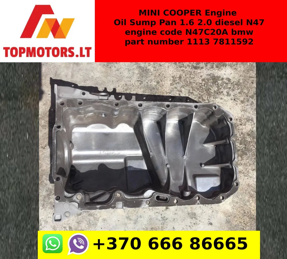 Mini Cooper Engine Oil Sump Pan 1.6 2.0 Diesel N47 Engine Code N47c20a Bmw Part Number 1113 7811592 1