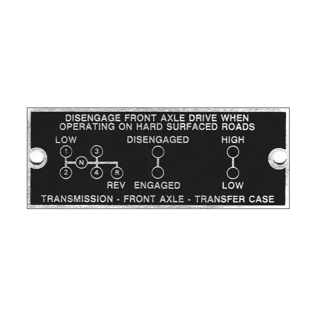 New Data Plate #14 - 2-Speed Transfer Case 1-1/2 Ton 6X6 & Power Wagon 1