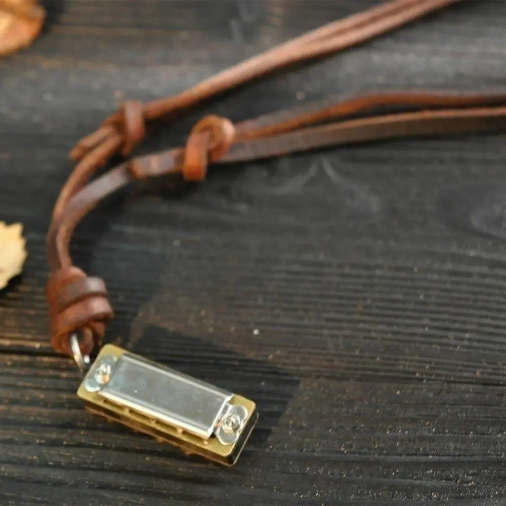 Mini Harmonica Leather Necklace 1