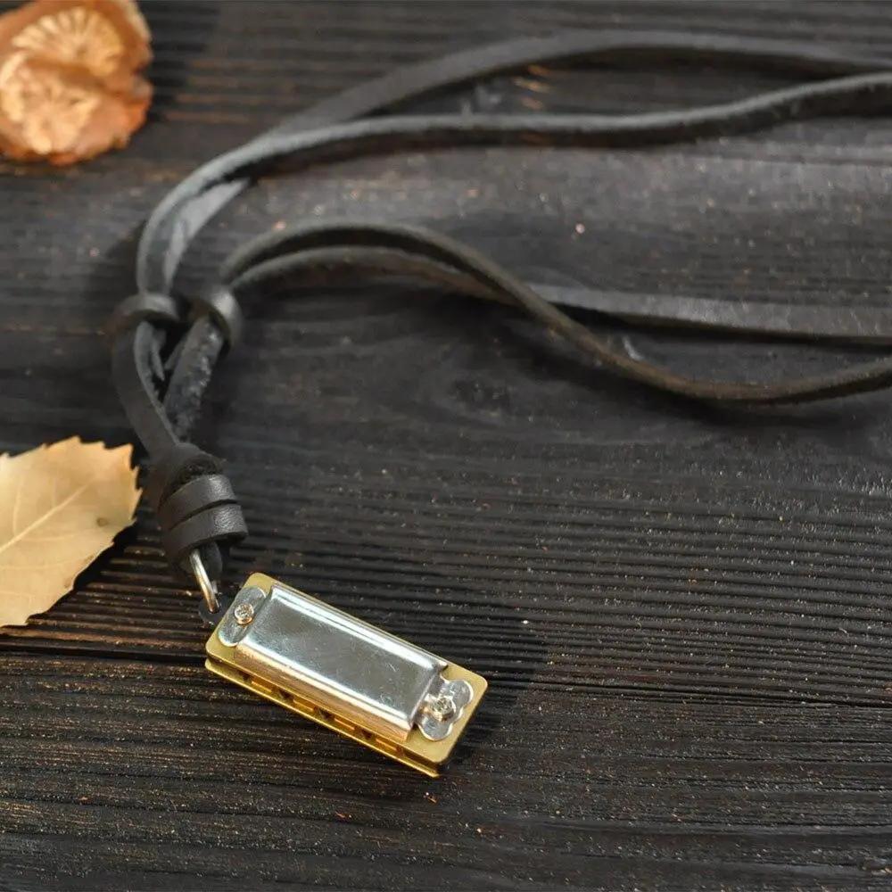 Mini Harmonica Leather Necklace 2