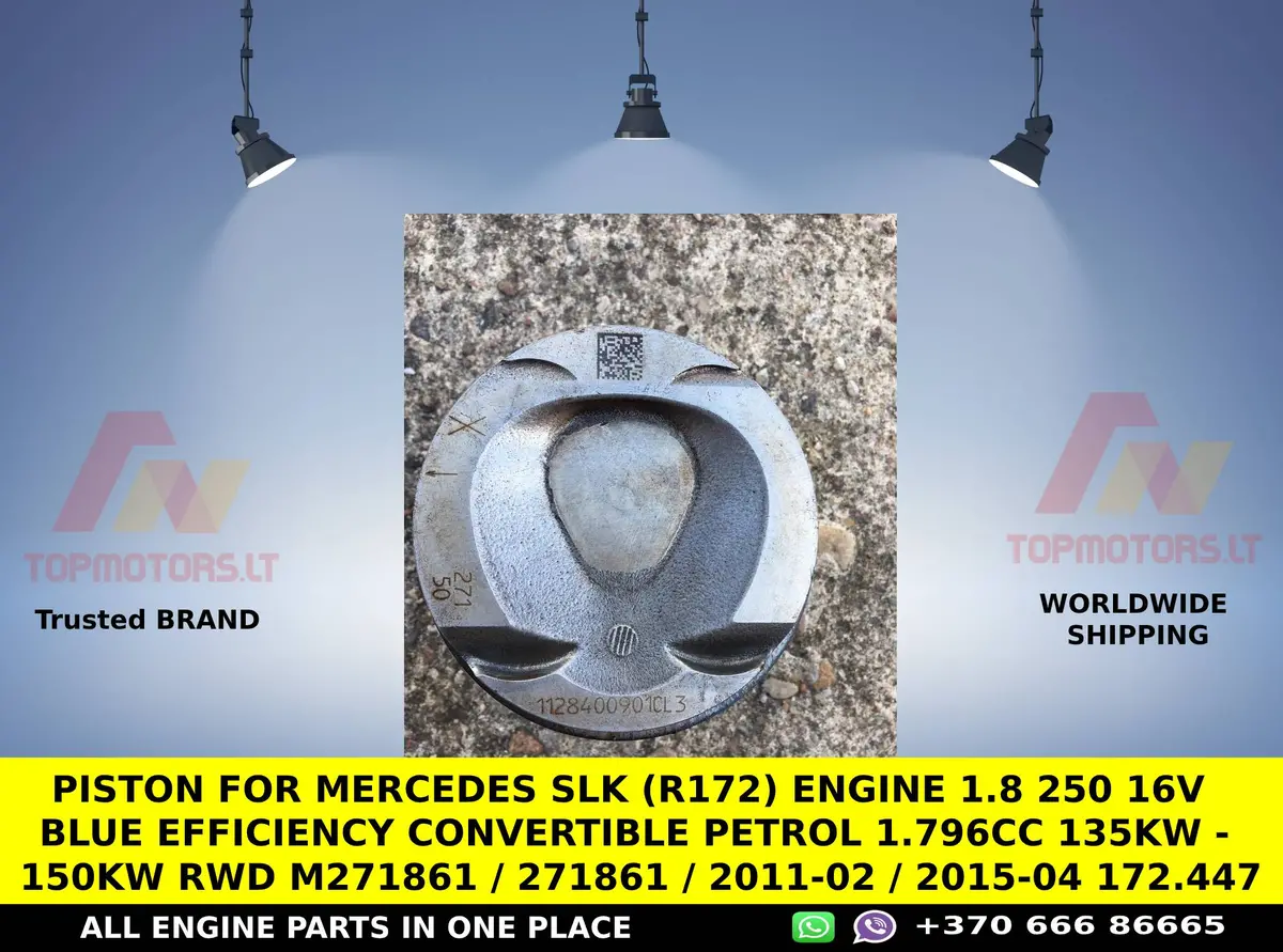 Piston For Mercedes Slk (R172) Engine 1.8 250 16V Blue Efficiency Convertible Petrol 1.796Cc 135Kw - 150Kw Rwd M271861 / 271861 / 2011-02 / 2015-04 172.447 1