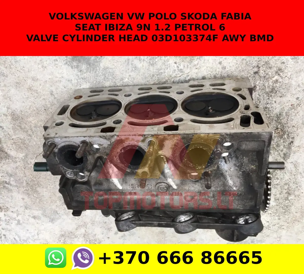Volkswagen Vw Polo Skoda Fabia Seat Ibiza 9N 1.2 Petrol 6 Valve Cylinder Head 03D103374f Awy Bmd 1