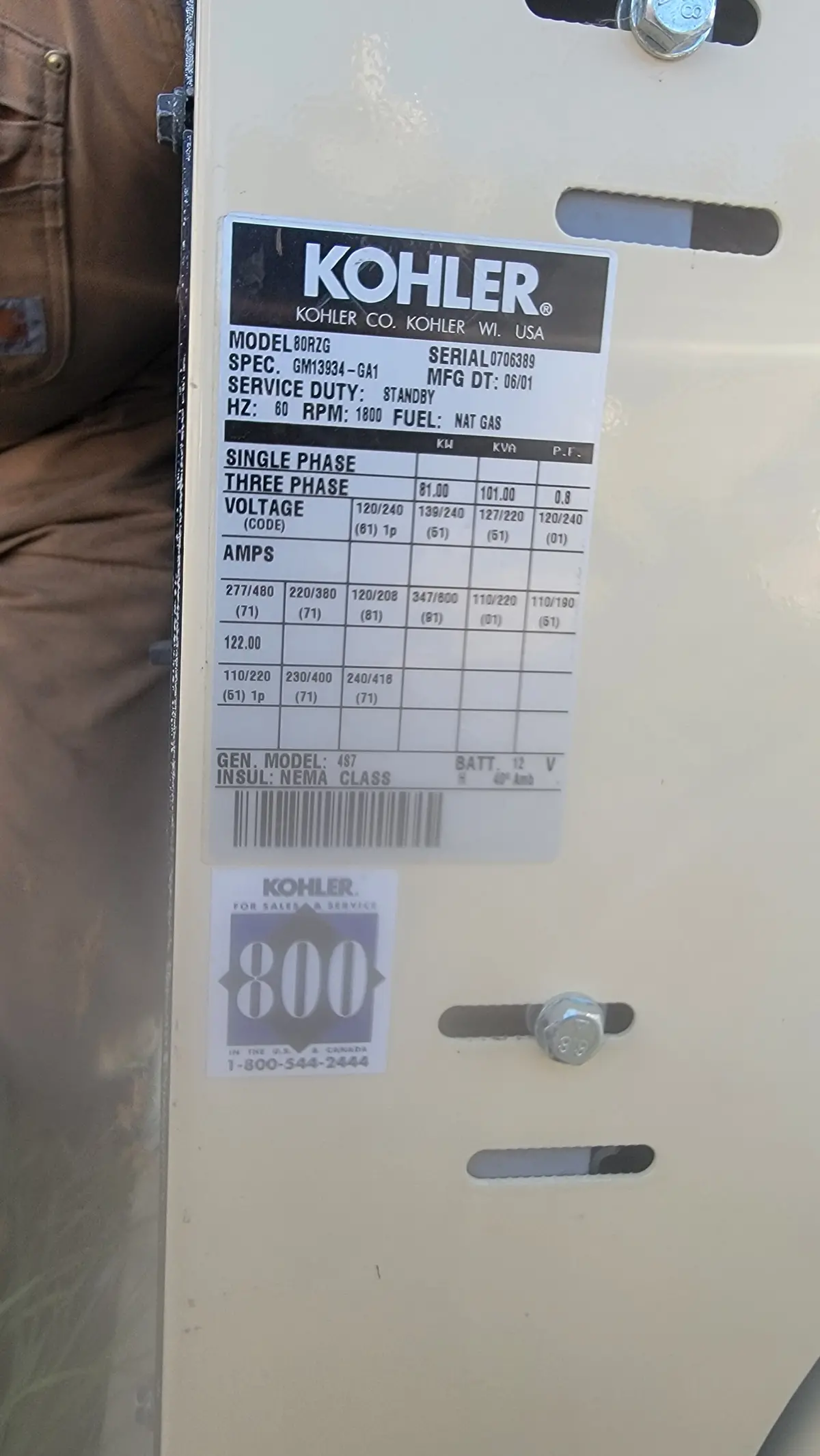 Kohler 75000 Watt Generator 1