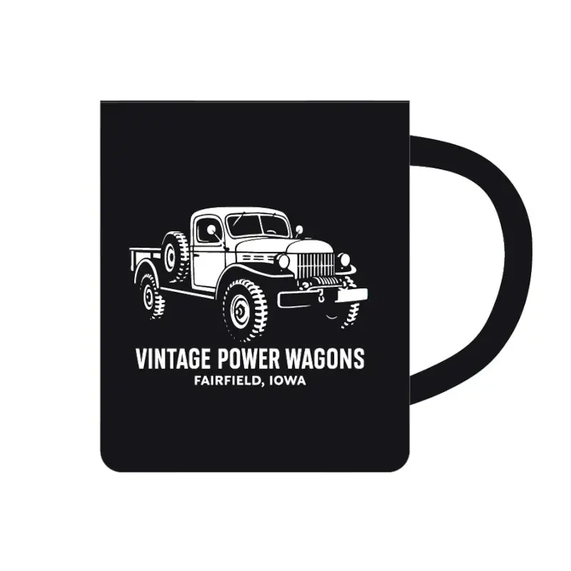 New Vintage Power Wagons Stainless Steel Mug – Black Finish, White Print - 14Oz - Pwm-2025-Bw 2