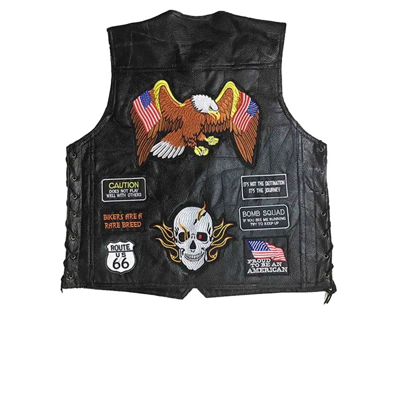 Customizable Biker Vest with Embroidered Patches - Image 11
