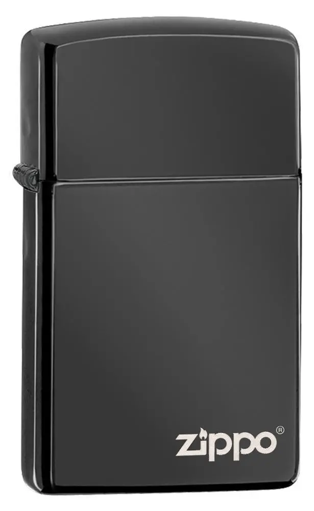 Slim<Sup>®</Sup> High Polish Black Zippo Logo 1