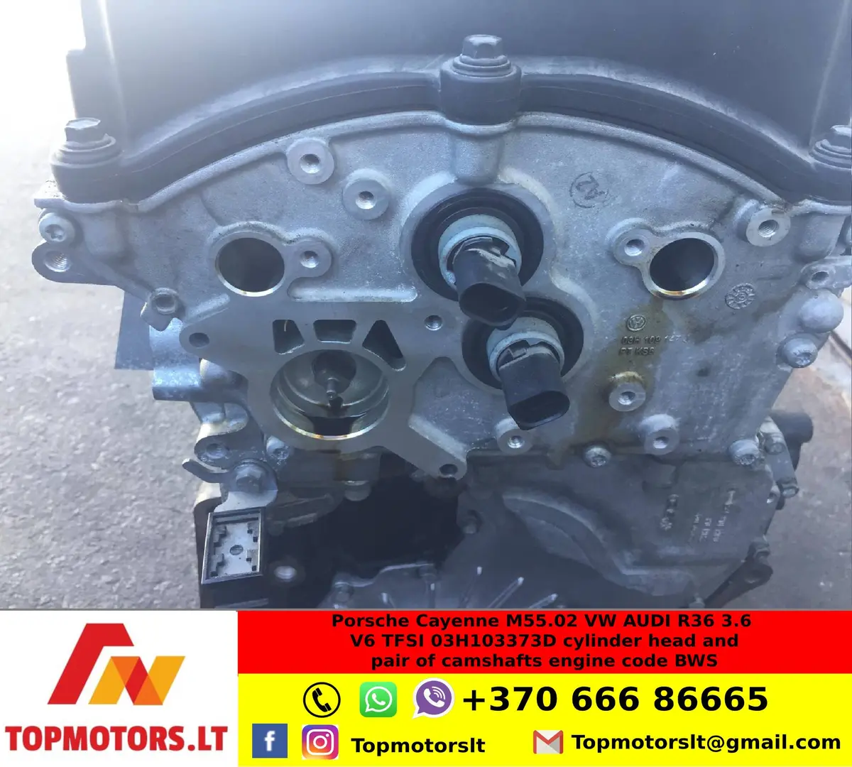 Porsche Cayenne M55.02 Vw Audi R36 3.6 Vr6 Tfsi 03H103373d Cylinder Head And Pair Of Camshafts Engine Code Bws 2