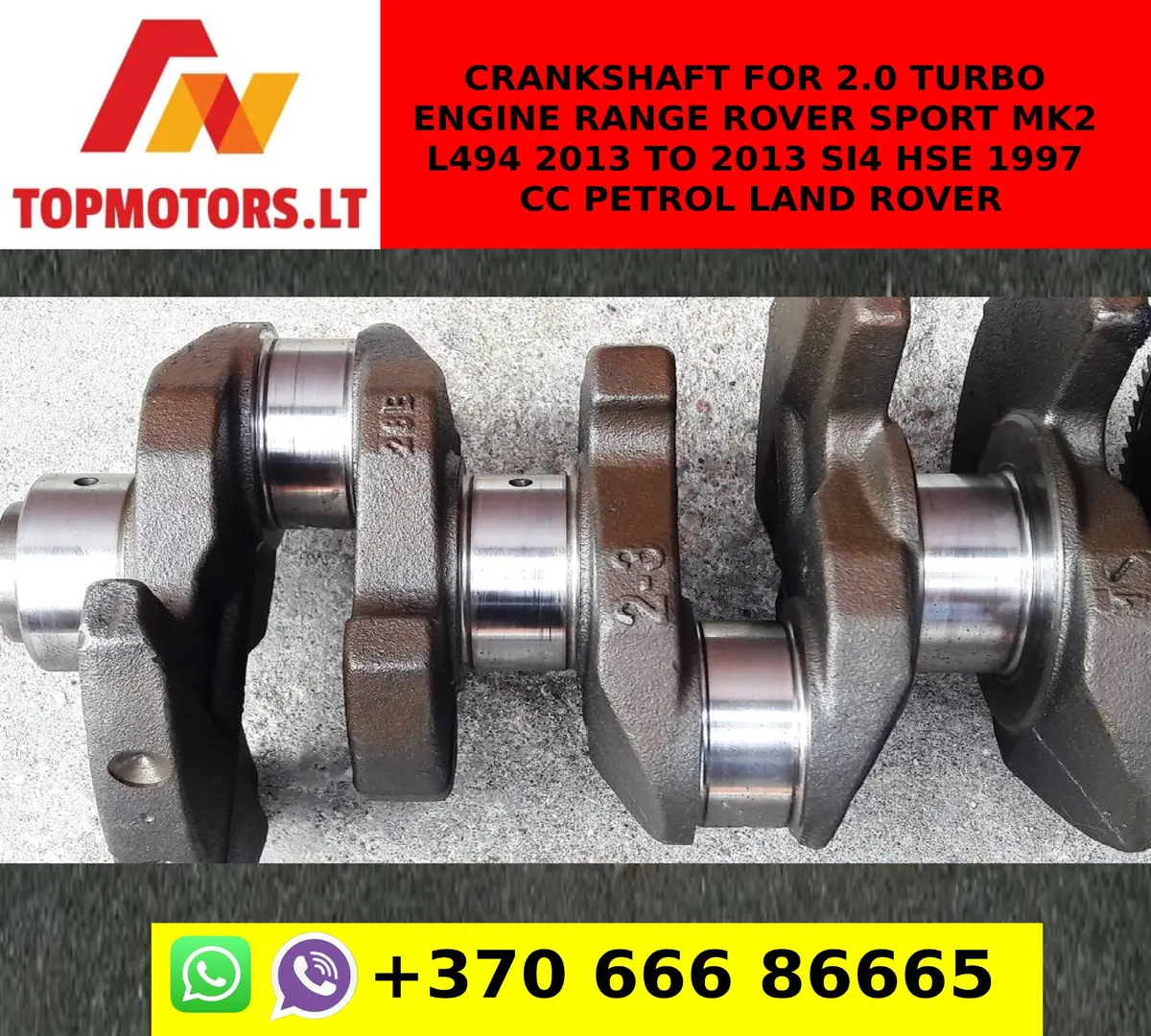 Crankshaft For 2.0 Turbo Engine Range Rover Sport Mk2 L494 2013 To 2013 Si4 Hse 1997 Cc Petrol Land Rover 2