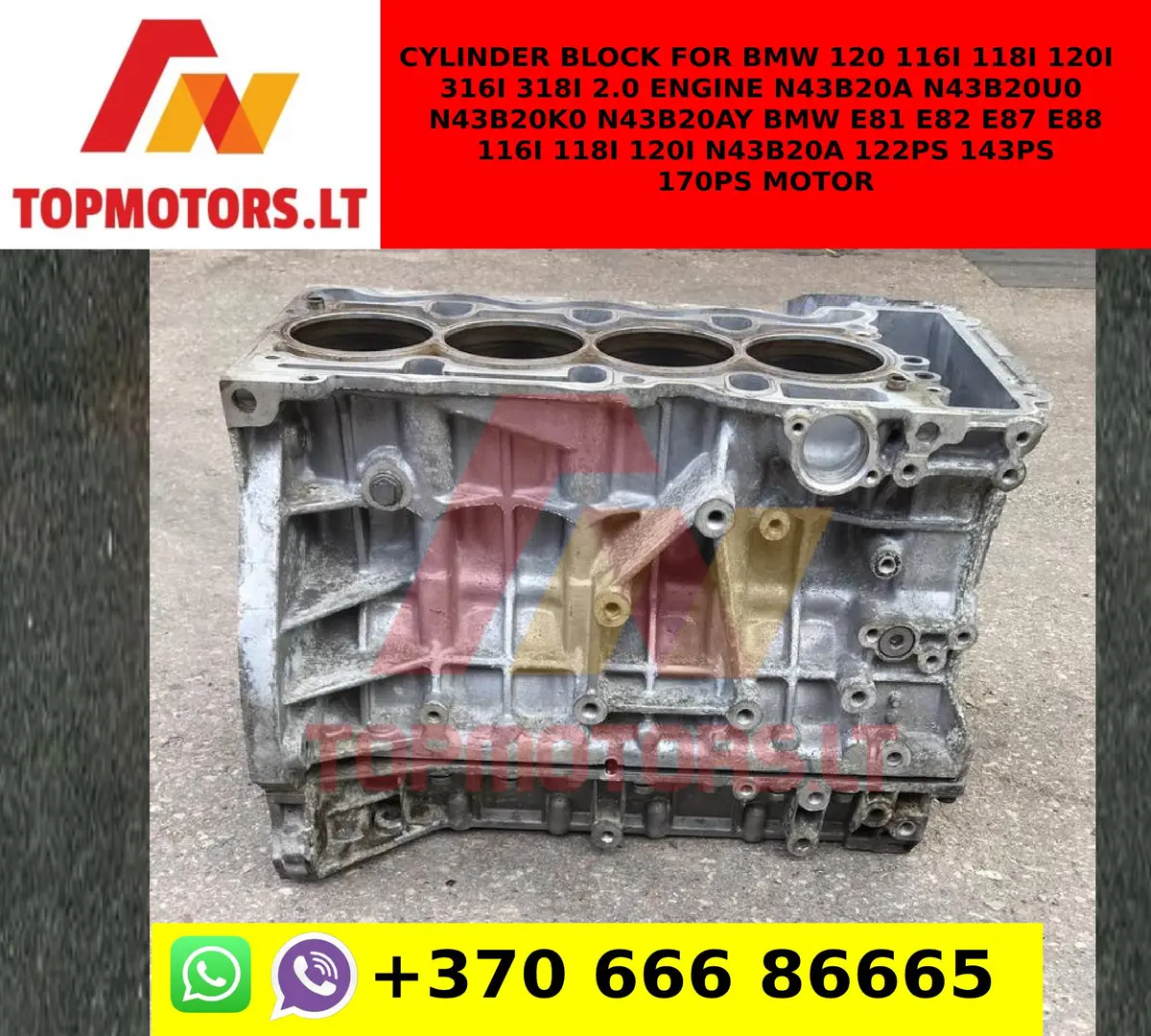 Cylinder Block For Bmw 120 116I 118I 120I 316I 318I 2.0 Engine N43b20a N43b20u0 N43b20k0 N43b20ay Bmw E81 E82 E87 E88 116I 118I 120I N43b20a 122Ps 143Ps 170Ps Motor 2