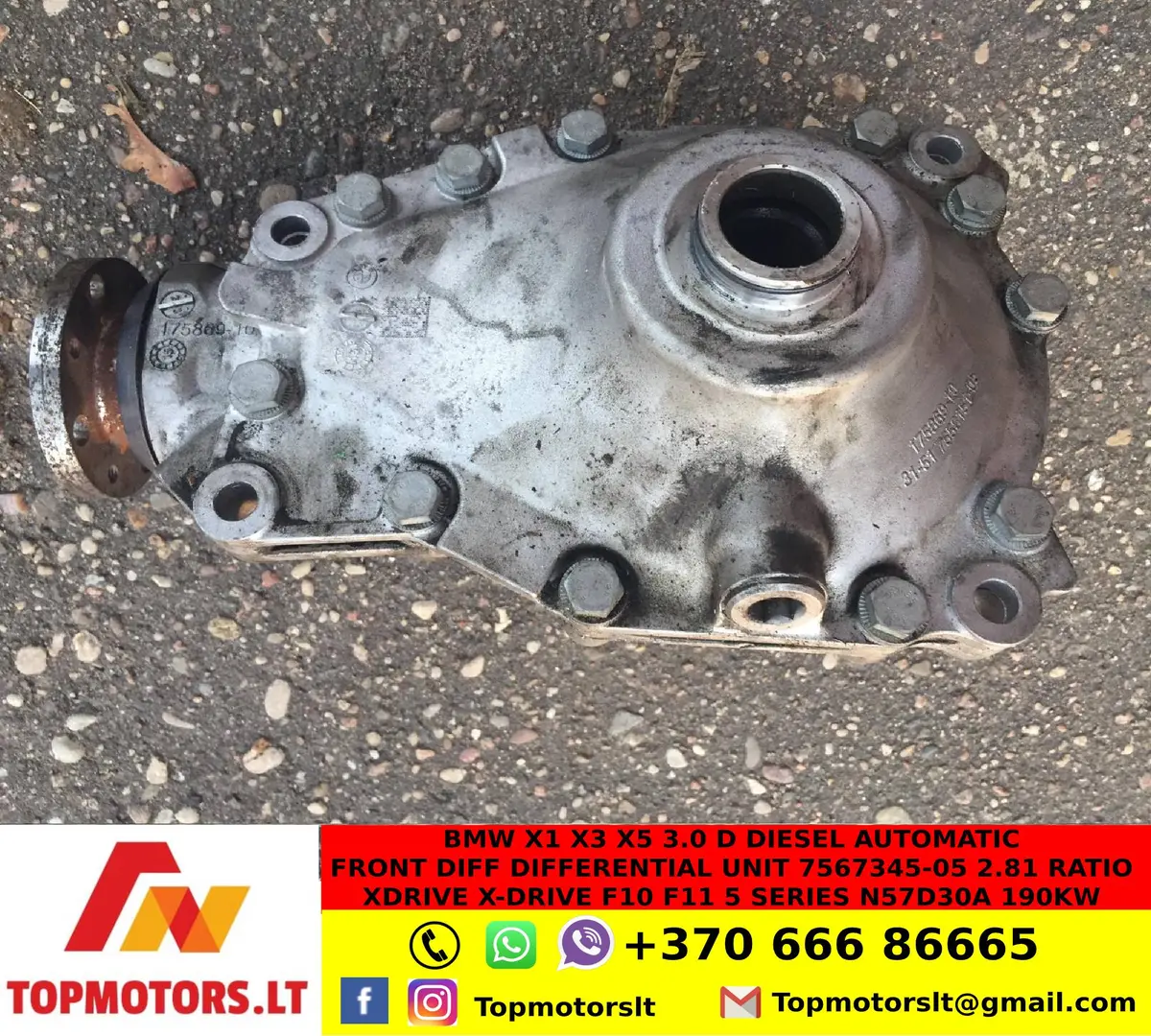 Bmw X1 X3 X5 3.0 D Diesel Automatic Front Diff Differential Unit 7567345-05 2.81 Ratio Xdrive X-Drive F10 F11 5 Series N57d30a 190Kw 1