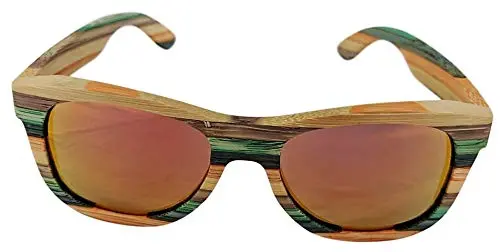 Colour Striped Polarized Wood Sunglasses With Uv400 Polarised Lenses And Bamboo Box For Women 1