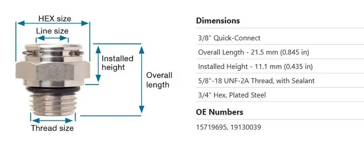 Transmission Cooler Adapter Fitting - Quick Connect 2