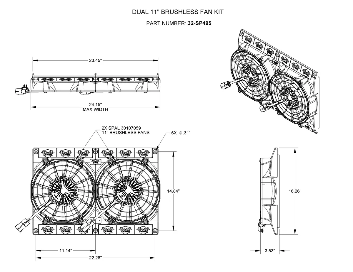 Dual 11" Brushless Fan Kit 2