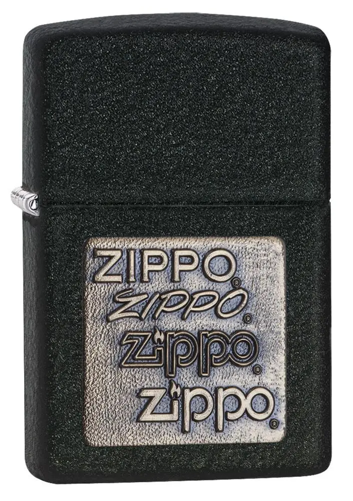 Black Crackle Gold Zippo Logo 1