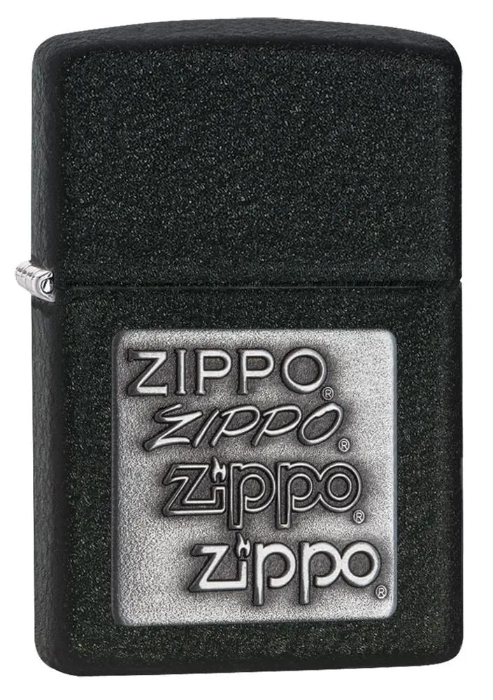 Black Crackle Silver Zippo Logo 1